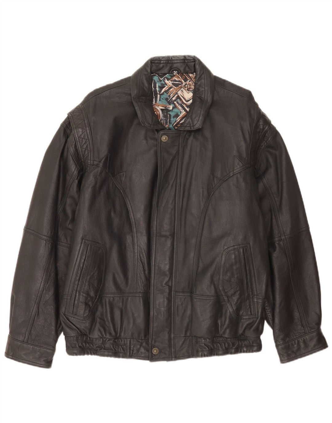 Giacca bomber in pelle da uomo vintage EU 50 grande in pelle nera