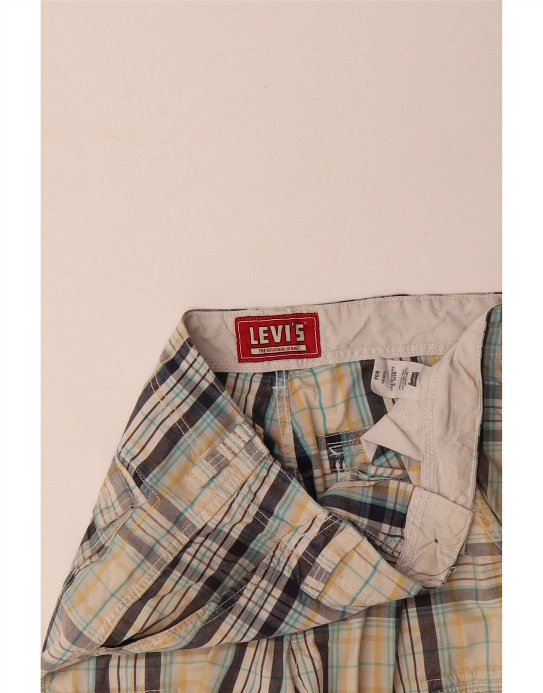 Pantaloncini cargo da uomo LEVI'S W34 grandi in cotone a quadri multicolore