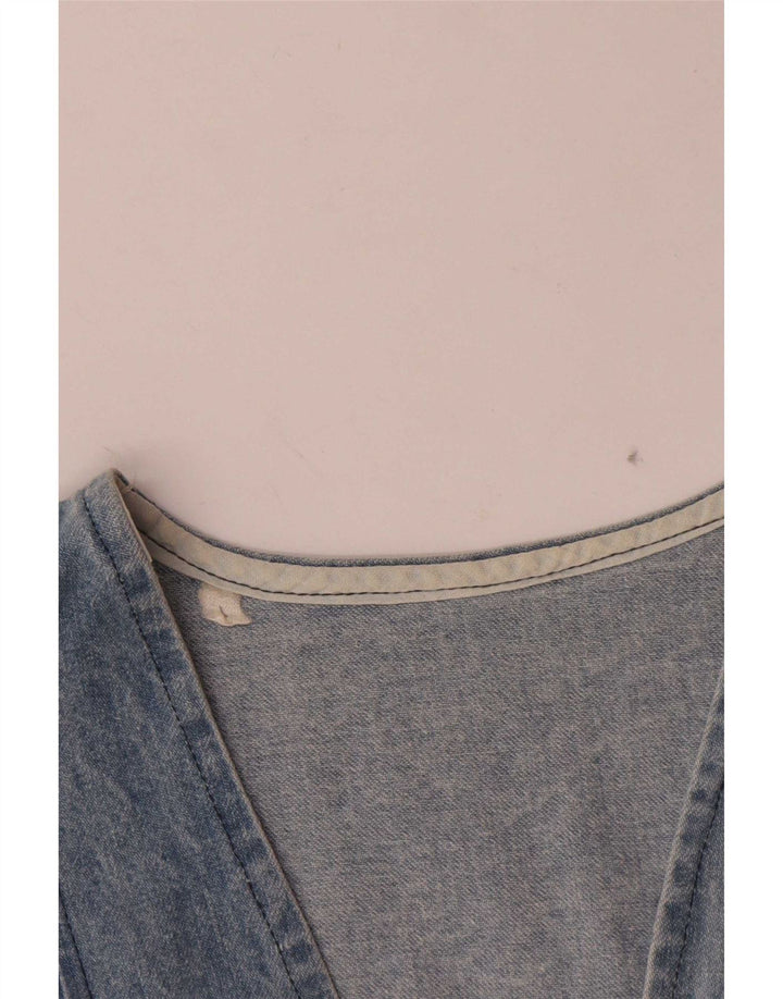 Gilet in denim vintage da donna UK 14 grande blu