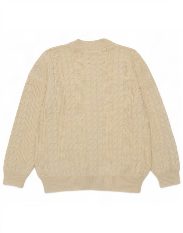 Maglione maglione girocollo da donna vintage UK 14 grande bianco sporco