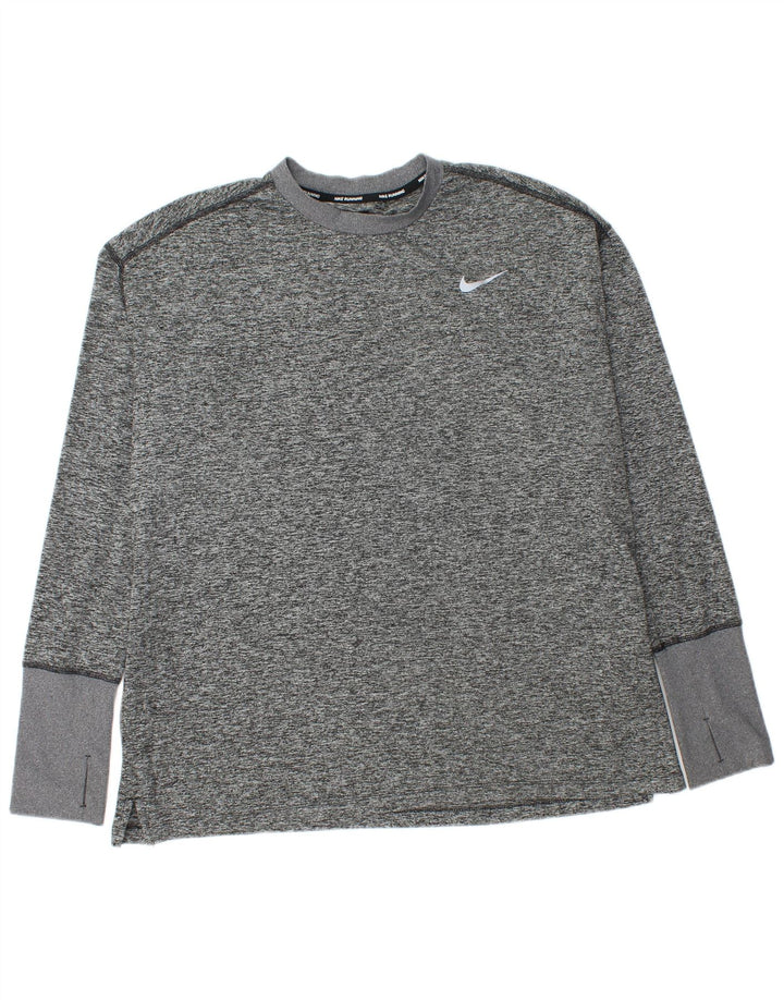Maglia Nike Dri Fit da uomo a maniche lunghe XL in poliestere chiazzato grigio
