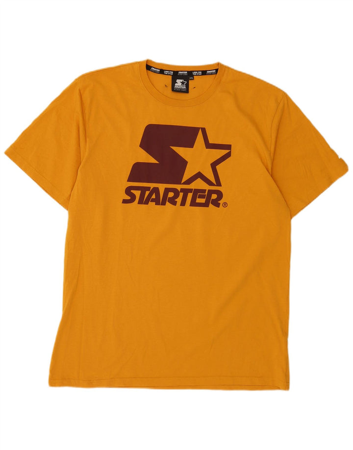 T-shirt grafica da uomo Starter Top 2XL in cotone giallo