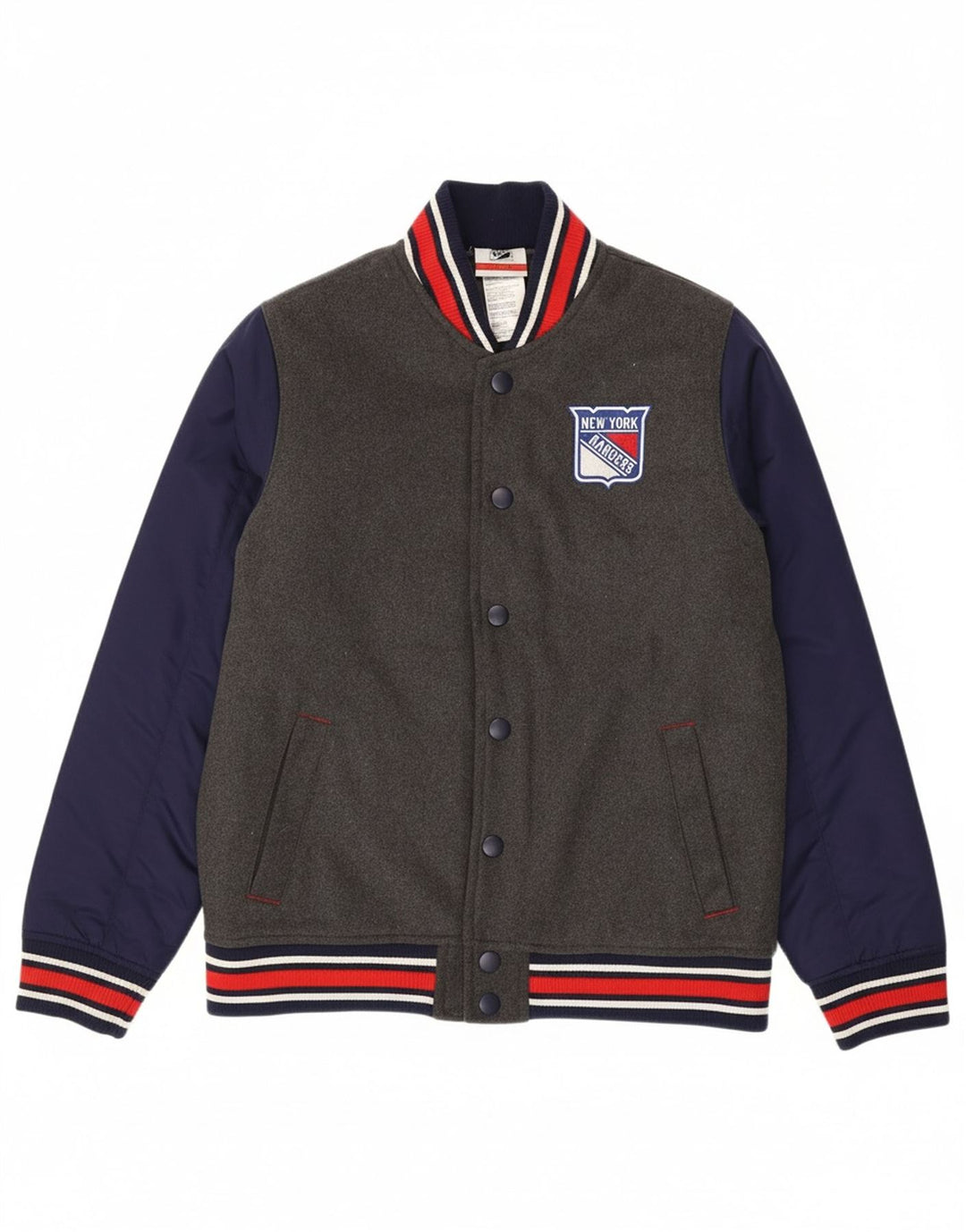 NHL Boys New York Rangers Varsity Jacket 10-11 Years Medium  Grey
