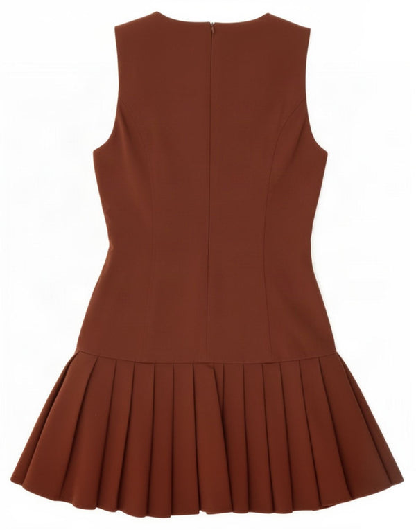 Abito a trapezio senza maniche da donna Zara UK 10 piccolo poliestere marrone