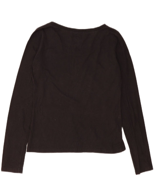 Armani Jeans Top grafico da donna manica lunga UK 16 grande nero