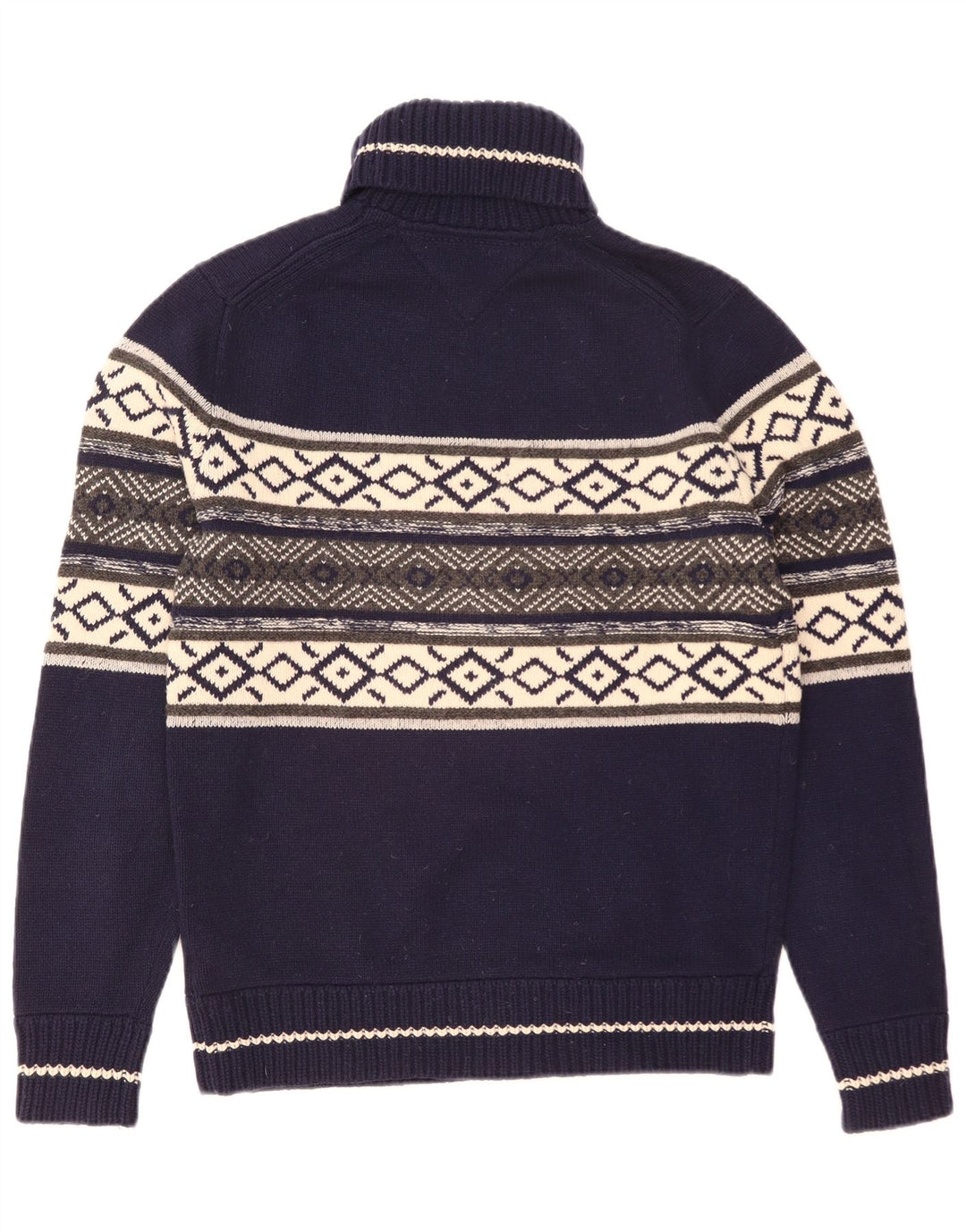 Tommy Hilfiger Maglione da uomo con collo alto e maglione medio blu navy Fair Isle