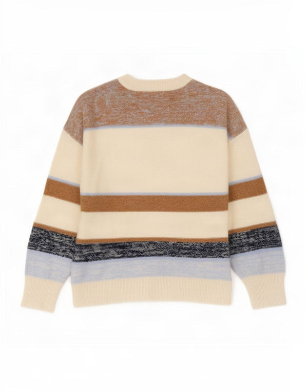 Maglione da uomo girocollo Reiss in lana a righe grandi multicolori