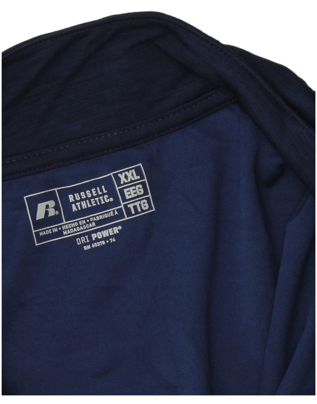RUSSELL ATHLETIC Top da tuta pullover Dri-Power da uomo 2XL blu navy
