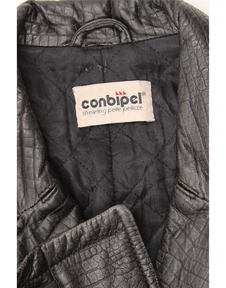 Cappotto in pelle da donna Conbipel UK 12 medio nero stampa animalier classico