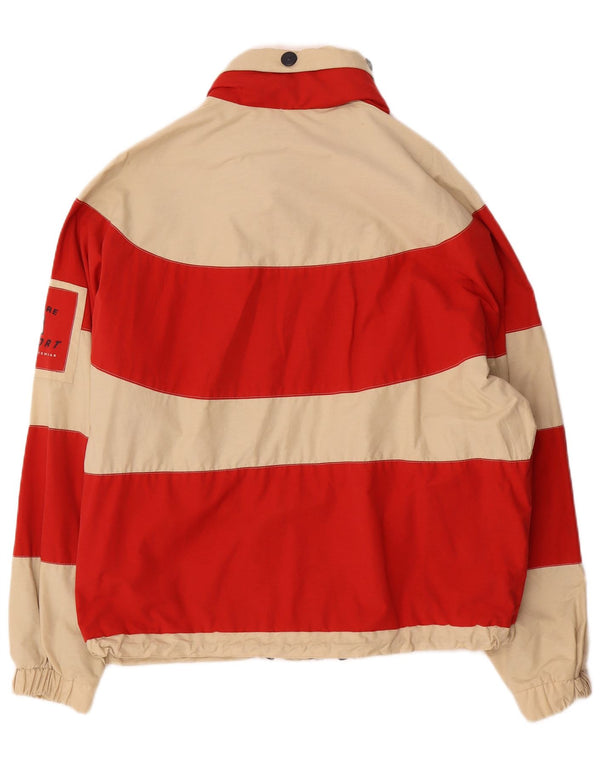 Giacca da sci vintage da uomo con vestibilità ampia con cappuccio UK 36 piccolo cotone a righe rosse