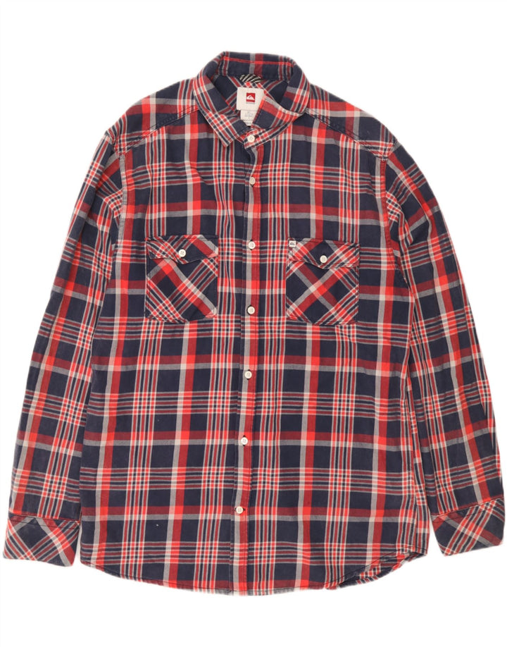 Camicia Quiksilver da uomo in flanella vestibilità regolare, cotone a quadri rossi grandi
