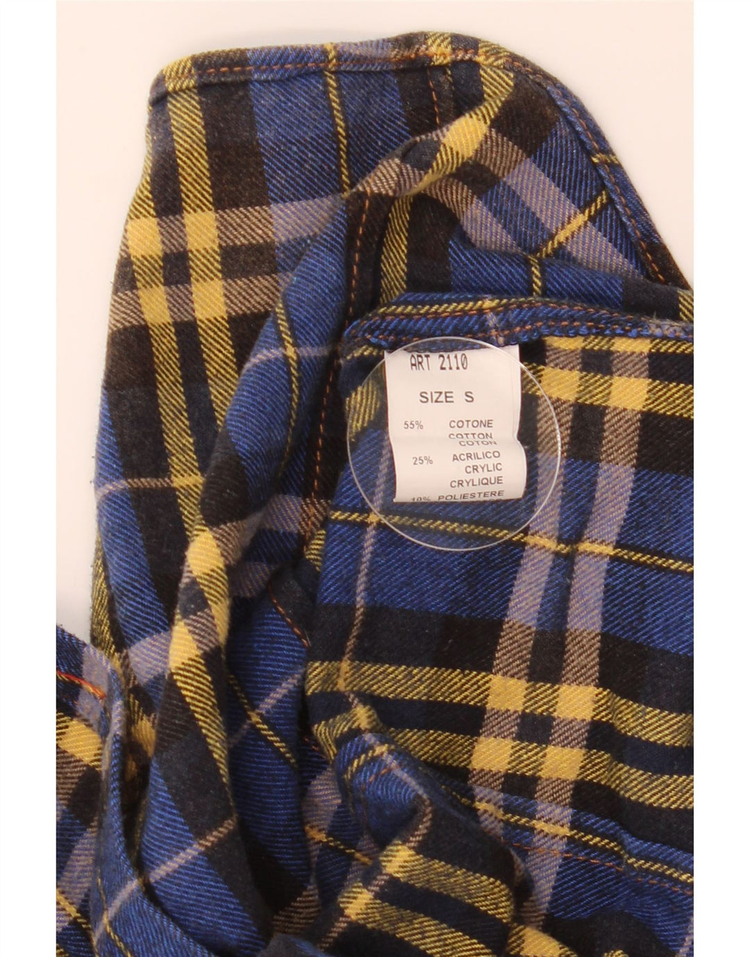 Camicia vintage da uomo in flanella di cotone a quadri blu piccolo
