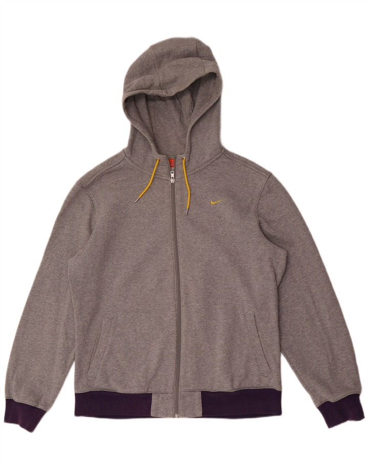 Felpa con cappuccio e zip Nike da uomo, grande, in cotone color block grigio