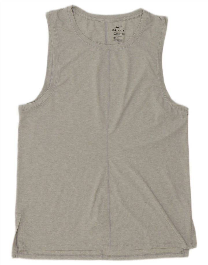 Canotta slim Nike Dri Fit da uomo, grande, in poliestere grigio