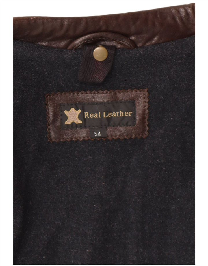 Giacca in pelle vintage da uomo IT 54 2XL Pelle marrone