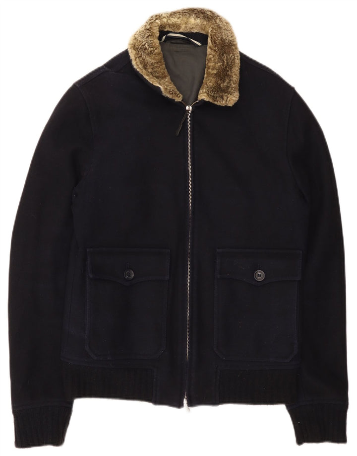 Giubbotto bomber da donna vintage UK 14 medio blu navy