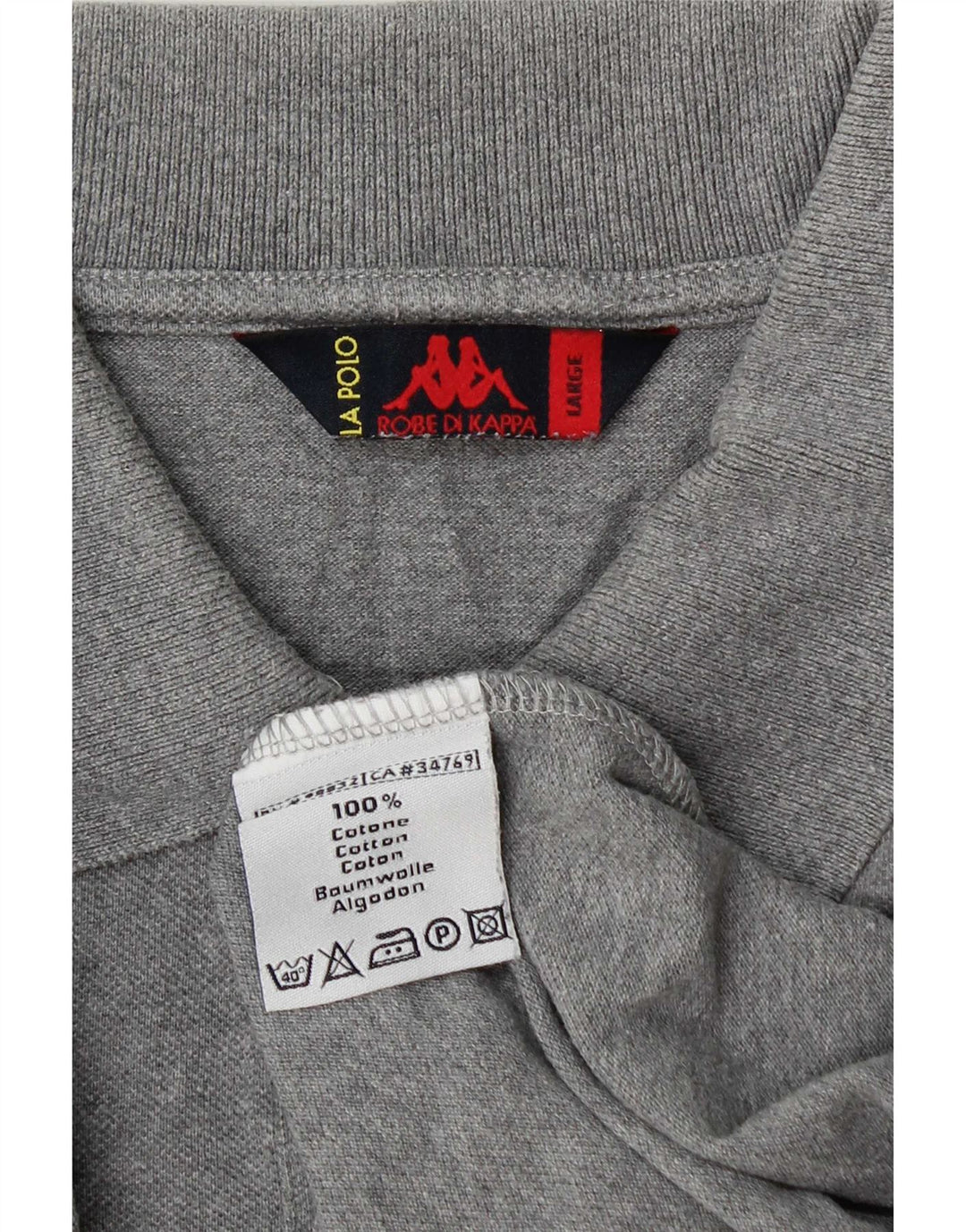 Polo Kappa Uomo Manica Lunga Large in Cotone Grigio