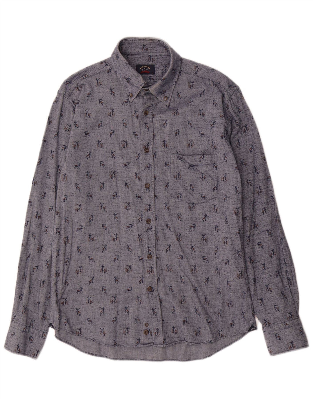 Camicia da uomo con motivo astratto Paul & Shark taglia 39 cotone blu medio