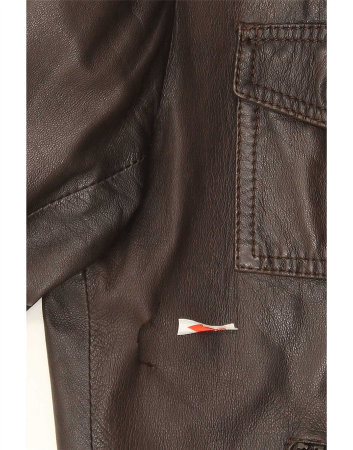 Giacca in pelle bomber da uomo Zen taglia 50 in pelle marrone medio