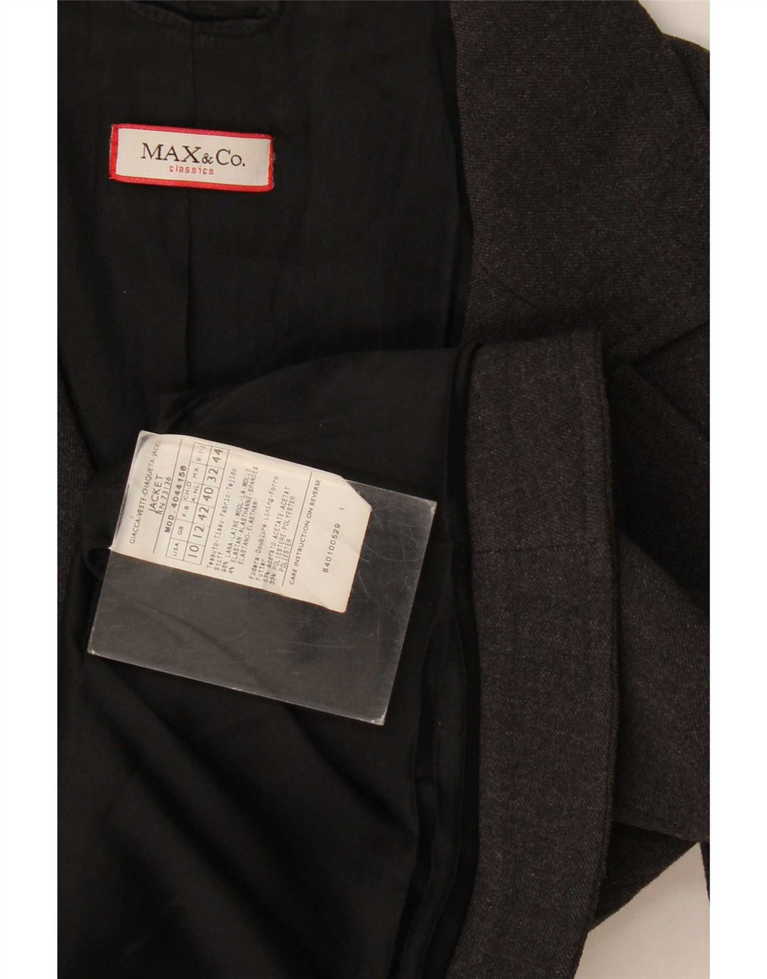 Giacca blazer a 2 bottoni da donna Max & Co. UK 12 Lana grigio medio