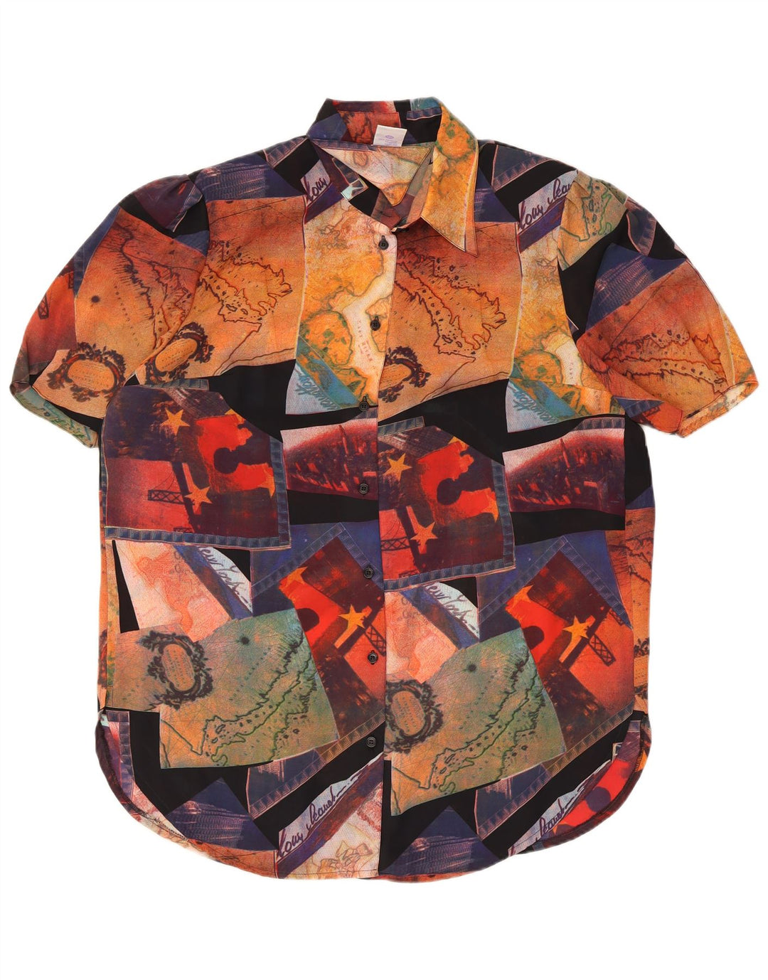 NUOVA camicetta camicia oversize da donna FAST EU 44 XL Patchwork multicolore