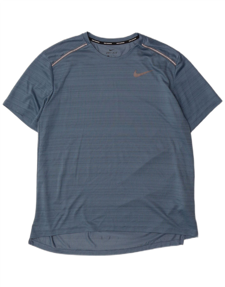 T-shirt Nike da uomo Dri Fit Top XL blu gessato in poliestere