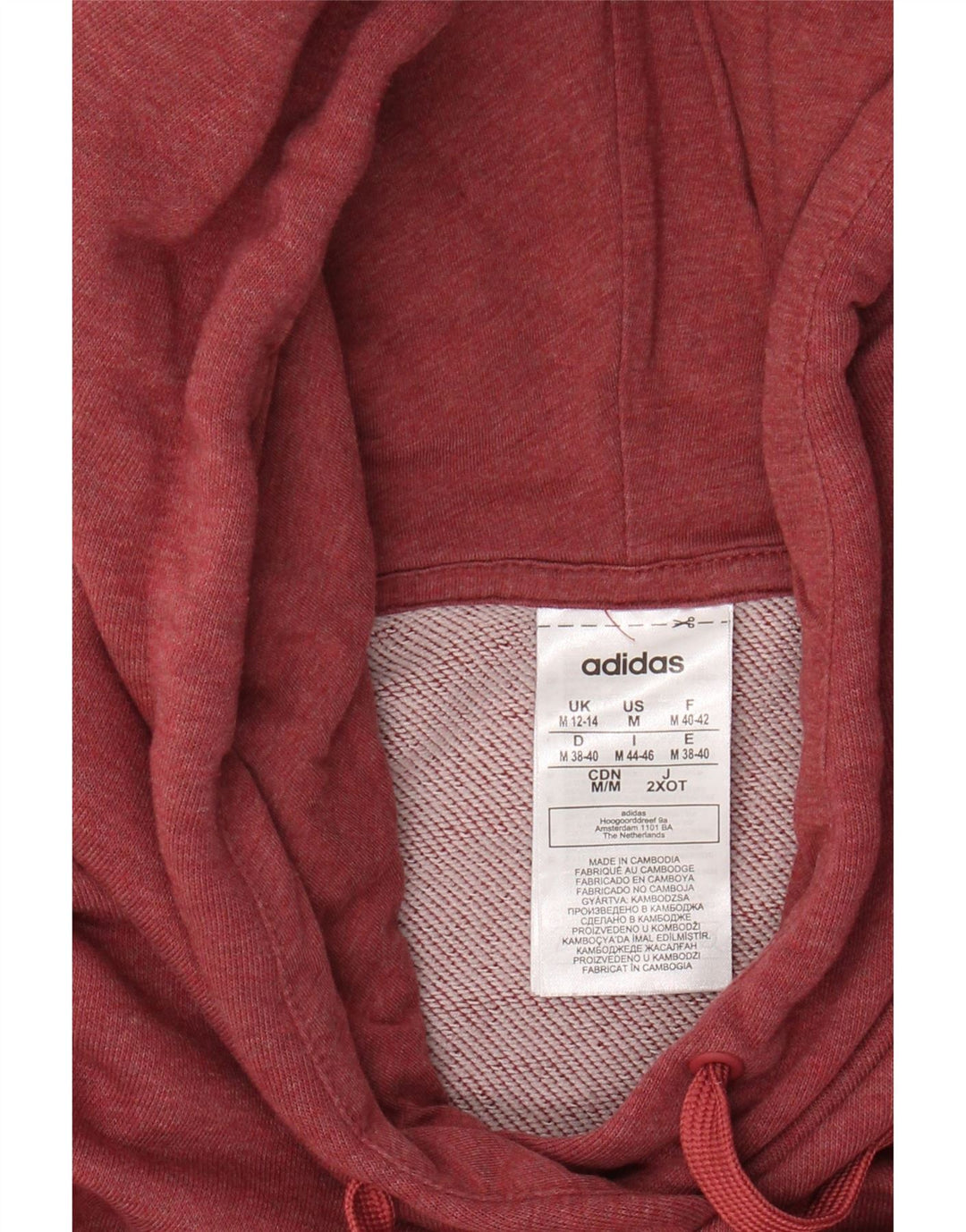 Maglione con cappuccio grafico da donna ADIDAS UK 12/14 cotone marrone medio medio