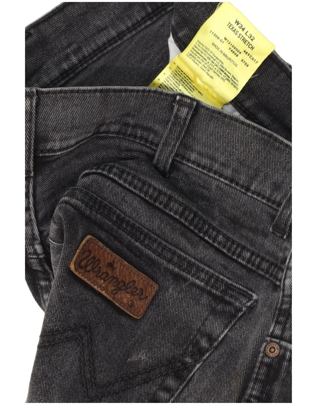 Jeans dritti elasticizzati Texas da uomo Wrangler W34 L32 cotone grigio