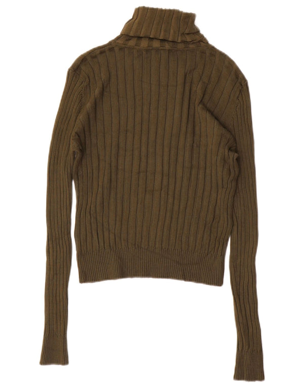 Maglione corto da donna Zara con collo alto, UK 10, piccolo in viscosa kaki