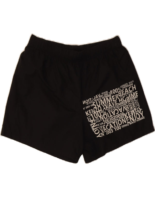 KENZO Mens Graphic Swimming Shorts IT 50 Large Black Cotton Beach