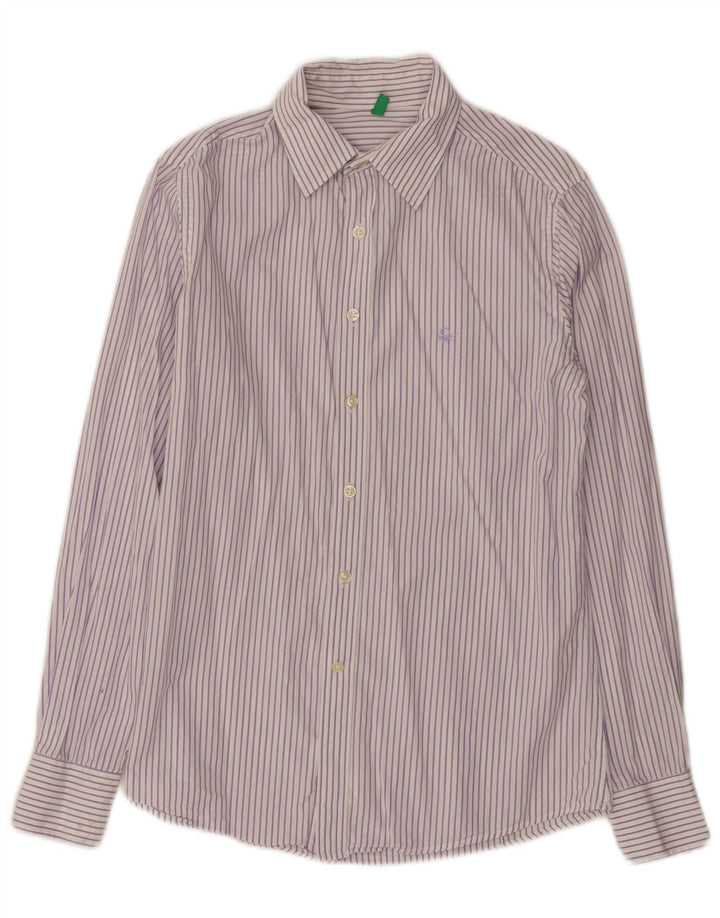Camicia Benetton Uomo Piccola Gessata Viola In Cotone