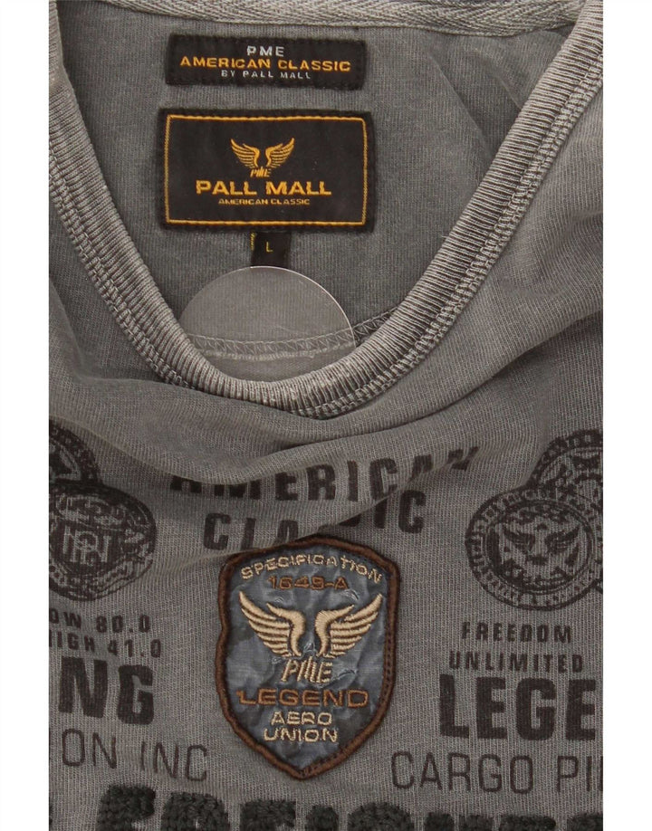 Pall Mall Top grafico da uomo a maniche lunghe grande grigio