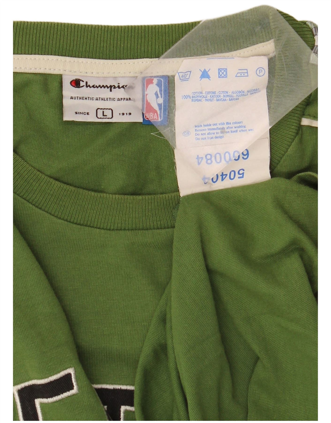 CHAMPION Maglia grafica da uomo Celtics a maniche lunghe in cotone verde largo