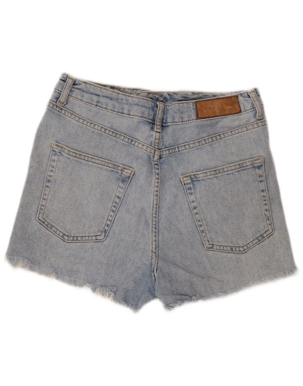 Topshop Pantaloncini di jeans invecchiati mamma da donna UK 10 piccoli W28 cotone blu