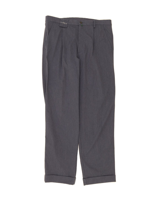 CHERVO Mens Straight Chino Trousers IT 52 XL W36 L33 Navy Blue Polyester