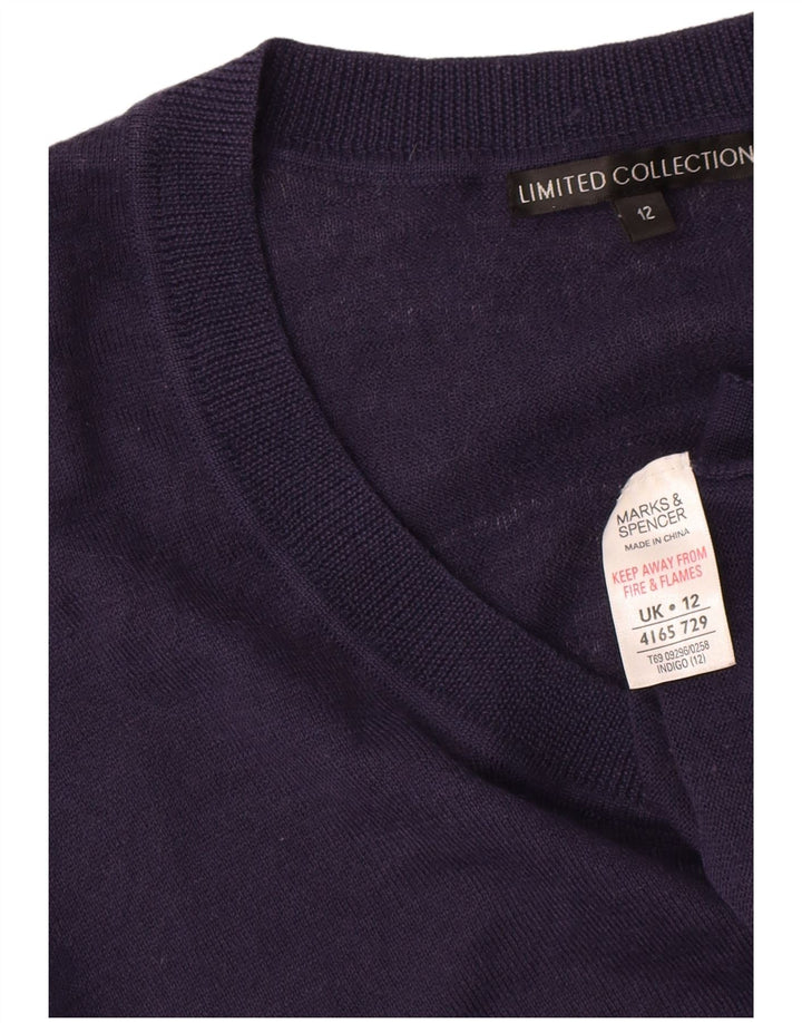 Maglione maglione con scollo a barca da donna Marks & Spencer UK 12 medio blu navy