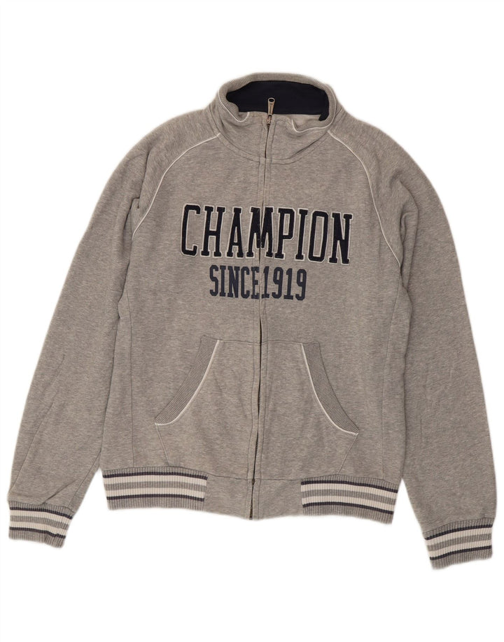 Giacca da tuta grafica da uomo Champion in cotone chiazzato grigio medio