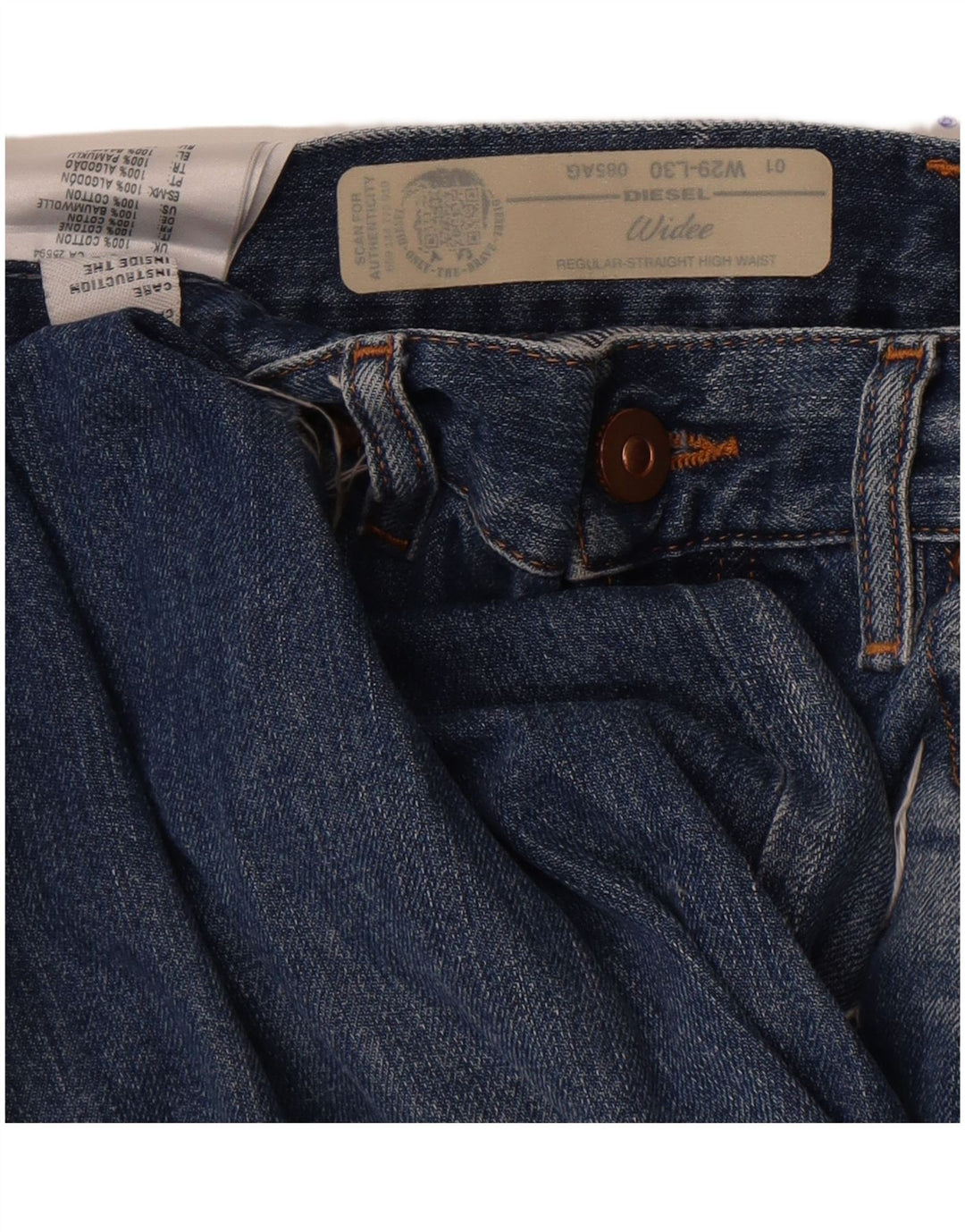 Pantaloncini di jeans invecchiati da uomo Diesel W29 piccoli in cotone blu
