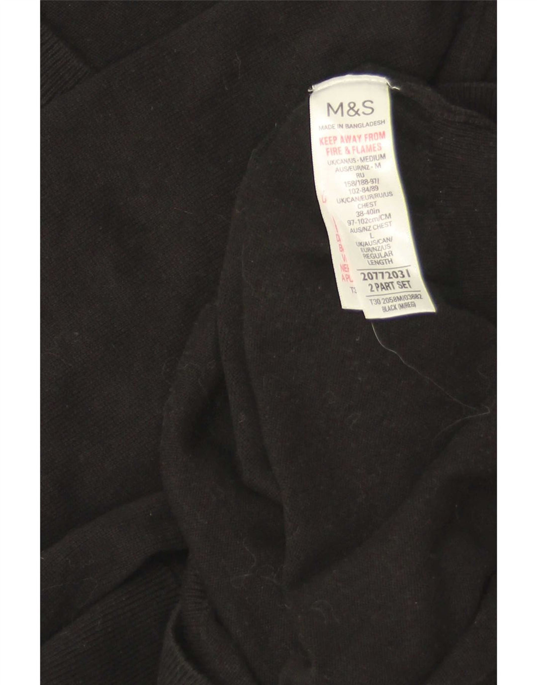 Maglione da uomo con scollo a V Marks & Spencer in cotone nero medio