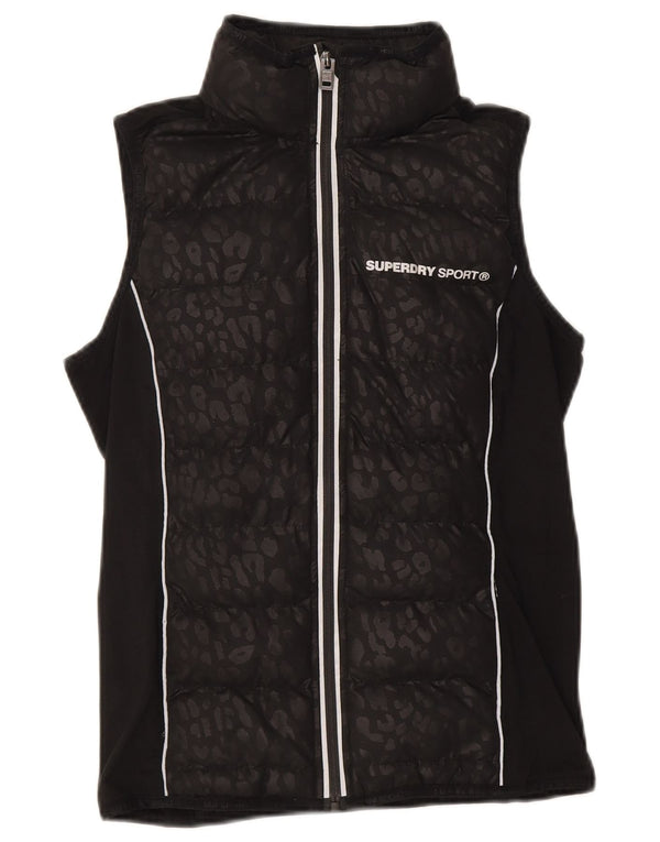 Gilet imbottito con grafica da donna Superdry UK 10 Small Black Animal Print