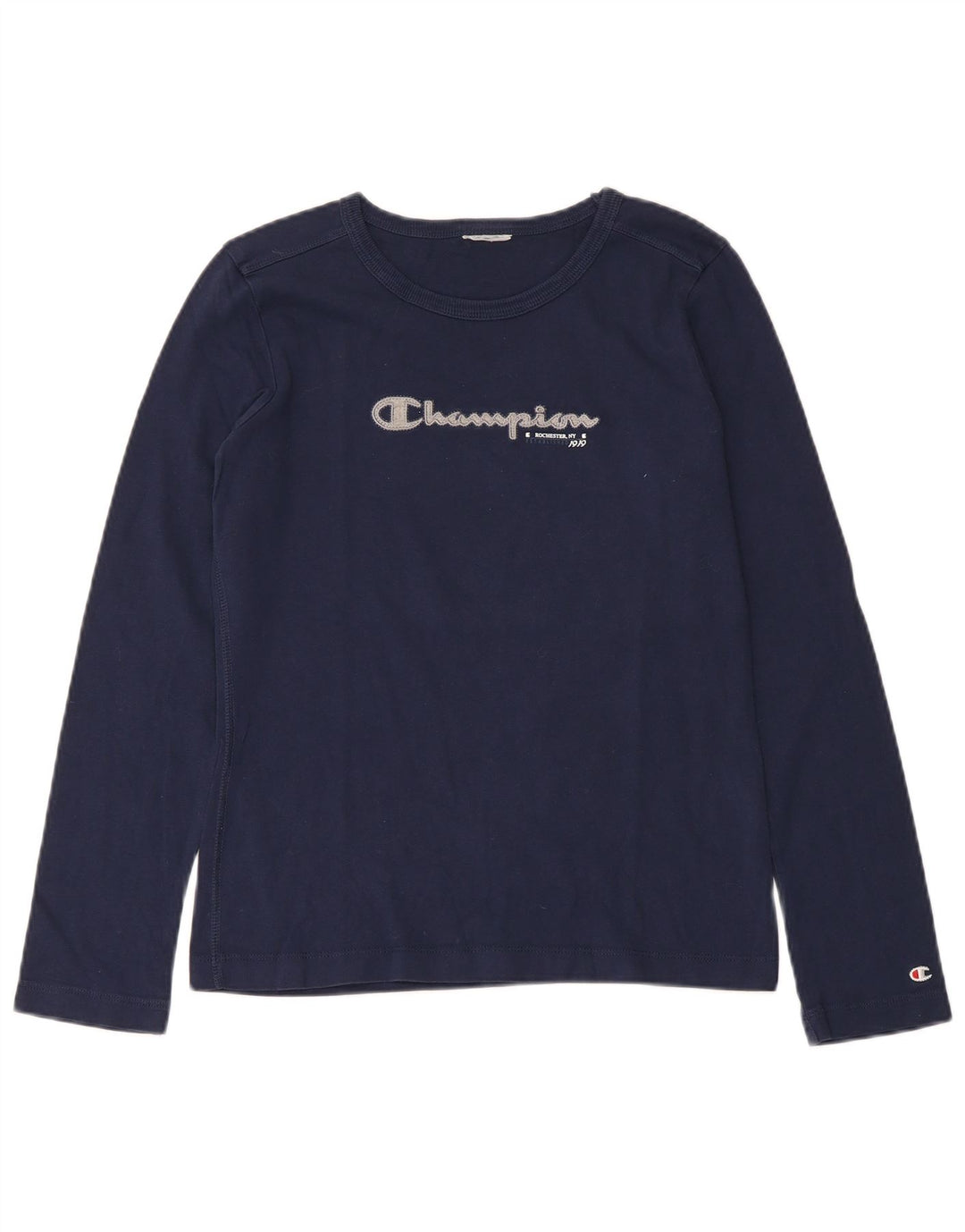 CHAMPION Top da donna a maniche lunghe UK 8 Small in cotone blu navy