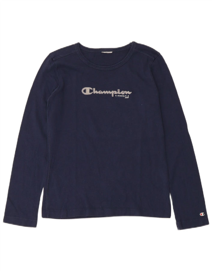 CHAMPION Top da donna a maniche lunghe UK 8 Small in cotone blu navy