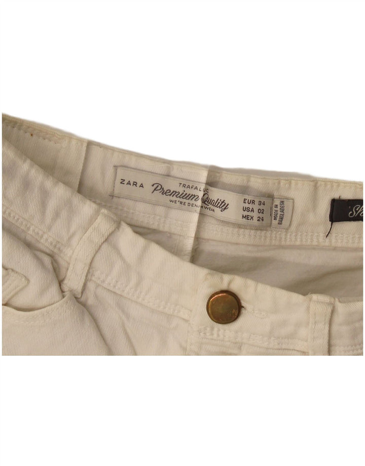 Pantaloncini di jeans da donna Zara EU 34 2XS W24 Bianco