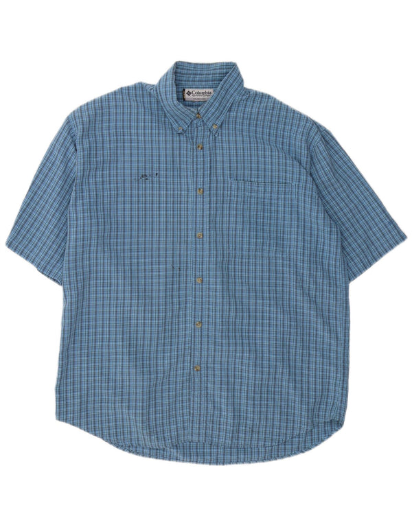 Camicia a maniche corte da uomo COLUMBIA XL blu a quadri modal