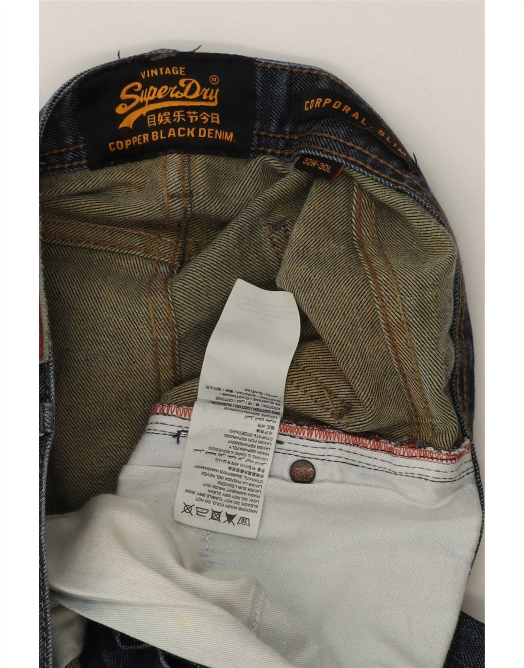 Jeans slim da uomo Superdry W32 L30 cotone blu