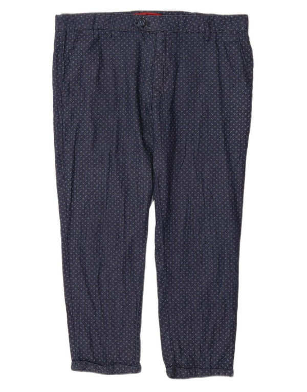 Pantaloni chino affusolati corti da uomo Zara EU 42 Large W32 L23 Blu navy maculato