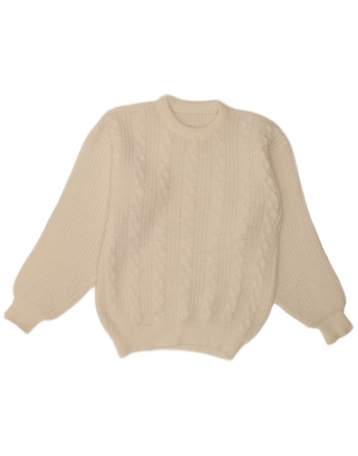Maglione girocollo da uomo vintage color bianco sporco medio