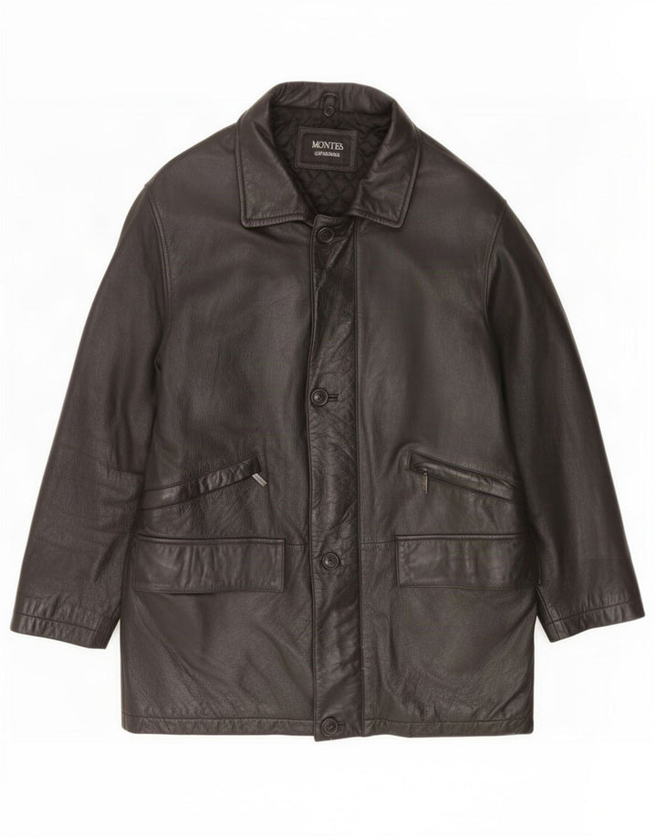 Cappotto in pelle da uomo Montes UK 38 medio nero