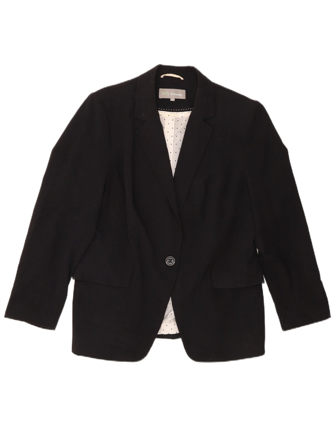 Giacca blazer a 1 bottone Marks & Spencer da donna UK 16 grande poliestere nero