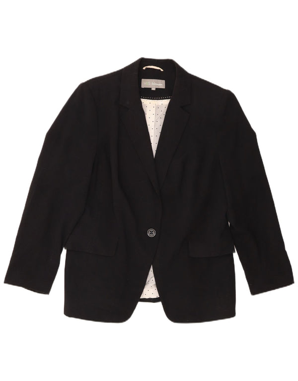 Giacca blazer a 1 bottone Marks & Spencer da donna UK 16 grande poliestere nero